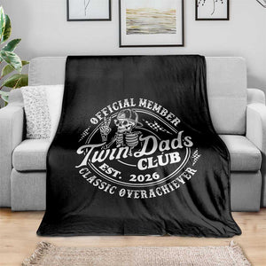 Retro Twin Dad Est 2026 Throw Blanket Funny Skeleton Dad Classic Overachiever Fathers Day TS10 Print Your Wear