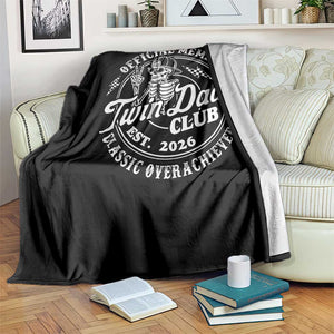 Retro Twin Dad Est 2026 Throw Blanket Funny Skeleton Dad Classic Overachiever Fathers Day TS10 Print Your Wear
