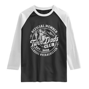 Retro Twin Dad Est 2026 Raglan Shirt Funny Skeleton Dad Classic Overachiever Fathers Day TS10 Black White Print Your Wear