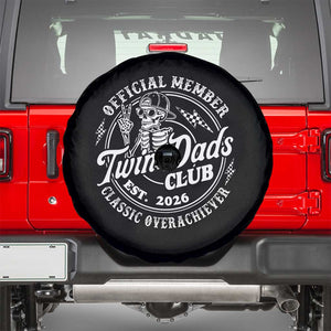 Retro Twin Dad Est 2026 Spare Tire Cover Funny Skeleton Dad Classic Overachiever Fathers Day TS10 Black Print Your Wear