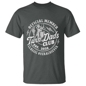Retro Twin Dad Est 2026 T Shirt Funny Skeleton Dad Classic Overachiever Fathers Day TS10 Dark Heather Print Your Wear