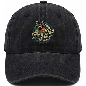 Feral Dad Club Washed Cotton Baseball Cap Funny Raccoon Dad Birthday Fathers Day Gift TS10 Print Your Wear