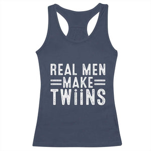 Funny Twin Dad Racerback Tank Top Real Men Make Twins Daddy Humor Fathers Day TS10 Navy Print Your Wear