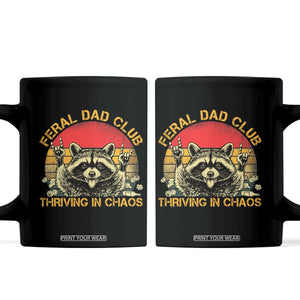 Feral Dad Club Coffee Mug Funny Raccoon Dad Retro Fathers Day Gift