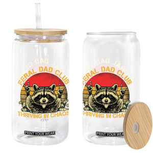 Feral Dad Club Glass Can Funny Raccoon Dad Retro Fathers Day Gift