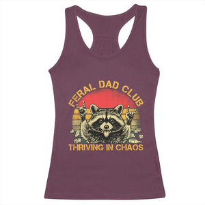 Feral Dad Club Racerback Tank Top Funny Raccoon Dad Retro Fathers Day Gift