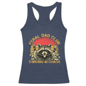 Feral Dad Club Racerback Tank Top Funny Raccoon Dad Retro Fathers Day Gift