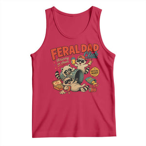 Funny Raccoon Dad Tank Top Feral Dad Club Fathers Day Gift TS10 Red Print Your Wear