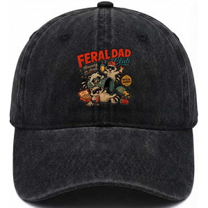Funny Raccoon Dad Washed Cotton Baseball Cap Feral Dad Club Fathers Day Gift TS10 Print Your Wear