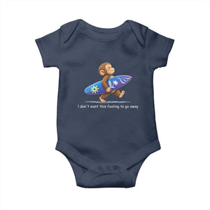 I Dont Want This Feeling To Go Away Baby Onesie Vintage Surf Monkey Nostalgic Summer Beach Vacation TS10 Navy Print Your Wear