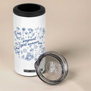 Pregnant Girl Summer 4 in 1 Can Cooler Tumbler Summer Goose Beach Pregnancy Announcement Baby Shower