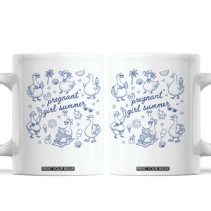 Pregnant Girl Summer Coffee Mug Summer Goose Beach Pregnancy Announcement Baby Shower