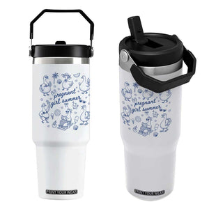Pregnant Girl Summer Flip Straw Tumbler Summer Goose Beach Pregnancy Announcement Baby Shower