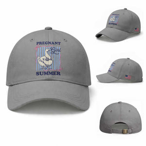 Pregnant Girl Summer Baseball Cap Striped Coquette Summer Goose Beach Pregnancy Announcement TS10 Baseball Cap Universal Fit Sport Gray Print Your Wear
