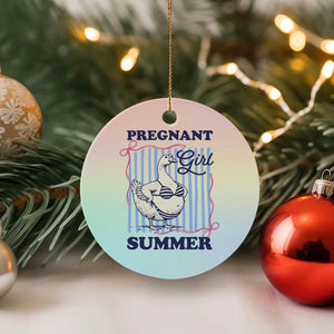 Pregnant Girl Summer Ceramic Ornament Striped Coquette Summer Goose Beach Pregnancy Announcement TS10 1pc Pastel Print Your Wear