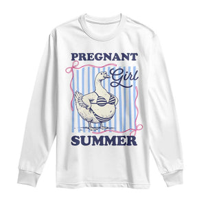 Pregnant Girl Summer Long Sleeve Shirt Striped Coquette Summer Goose Beach Pregnancy Announcement
