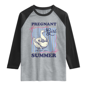Pregnant Girl Summer Raglan Shirt Striped Coquette Summer Goose Beach Pregnancy Announcement