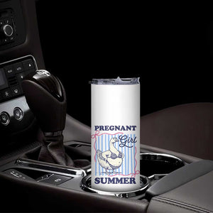 Pregnant Girl Summer Skinny Tumbler Striped Coquette Summer Goose Beach Pregnancy Announcement