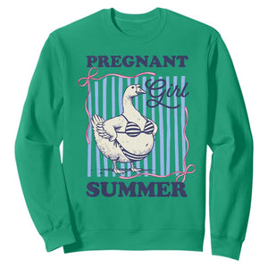 Pregnant Girl Summer Sweatshirt Striped Coquette Summer Goose Beach Pregnancy Announcement TS10 Irish Green Print Your Wear