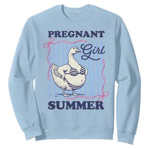 Pregnant Girl Summer Sweatshirt Striped Coquette Summer Goose Beach Pregnancy Announcement TS10 Light Blue Print Your Wear