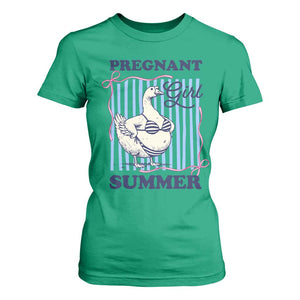 Pregnant Girl Summer T Shirt For Women Striped Coquette Summer Goose Beach Pregnancy Announcement