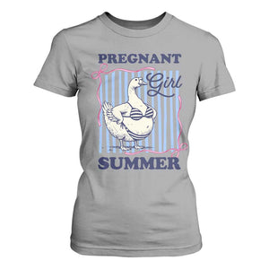 Pregnant Girl Summer T Shirt For Women Striped Coquette Summer Goose Beach Pregnancy Announcement