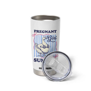 Pregnant Girl Summer Tumbler Cup Striped Coquette Summer Goose Beach Pregnancy Announcement