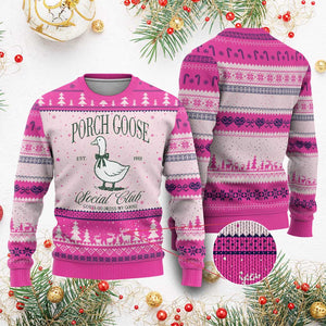 Porch Goose Ugly Christmas Sweater Cute Garden Club Vibes Moms Grandmas TS10 Hot Pink Print Your Wear