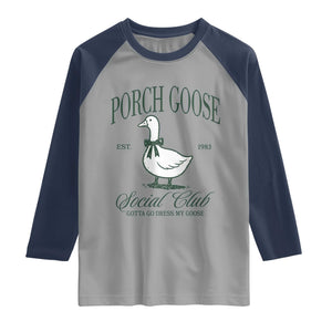 Porch Goose Raglan Shirt Cute Garden Club Vibes Moms Grandmas TS10 Sport Gray Navy Print Your Wear