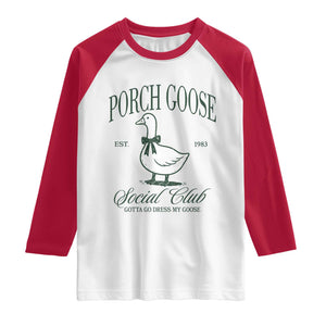 Porch Goose Raglan Shirt Cute Garden Club Vibes Moms Grandmas TS10 White Red Print Your Wear