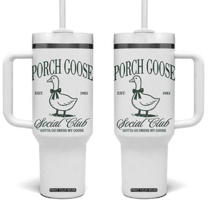 Porch Goose Tumbler With Handle Cute Garden Club Vibes Moms Grandmas TS10 One Size: 40 oz White Print Your Wear