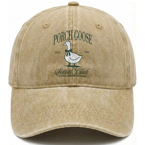 Porch Goose Washed Cotton Baseball Cap Cute Garden Club Vibes Moms Grandmas TS10 Print Your Wear