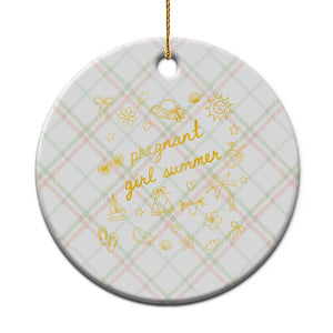 Pregnant Girl Summer Ceramic Ornament Cute Beach Summer Pregnancy Announcement Baby Shower