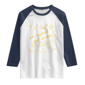 Pregnant Girl Summer Raglan Shirt Cute Beach Summer Pregnancy Announcement Baby Shower