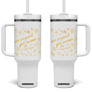 Pregnant Girl Summer Tumbler With Handle Cute Beach Summer Pregnancy Announcement Baby Shower