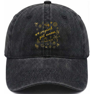 Pregnant Girl Summer Washed Cotton Baseball Cap Cute Beach Summer Pregnancy Announcement Baby Shower