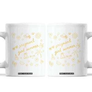 Pregnant Girl Summer Coffee Mug Cute Beach Summer Pregnancy Announcement Baby Shower