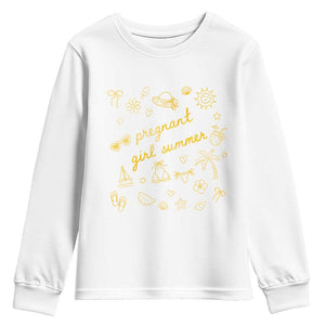 Pregnant Girl Summer Youth Sweatshirt Cute Beach Summer Pregnancy Announcement Baby Shower