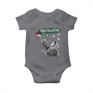 Free Palestine Baby Onesie Gaza Palestinian Flag TS10 Charcoal Print Your Wear
