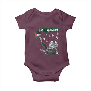Free Palestine Baby Onesie Gaza Palestinian Flag TS10 Maroon Print Your Wear