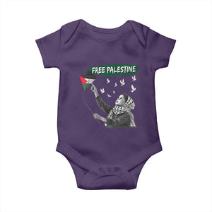 Free Palestine Baby Onesie Gaza Palestinian Flag TS10 Purple Print Your Wear