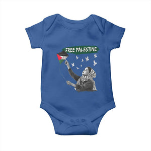 Free Palestine Baby Onesie Gaza Palestinian Flag TS10 Royal Blue Print Your Wear