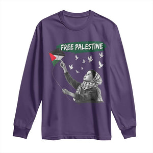 Free Palestine Long Sleeve Shirt Gaza Palestinian Flag TS10 Purple Print Your Wear