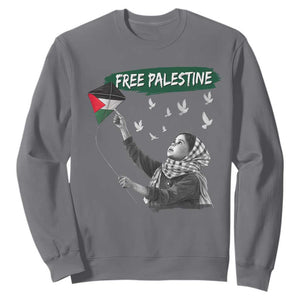 Free Palestine Sweatshirt Gaza Palestinian Flag TS10 Charcoal Print Your Wear