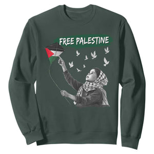 Free Palestine Sweatshirt Gaza Palestinian Flag TS10 Dark Forest Green Print Your Wear