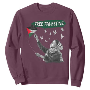 Free Palestine Sweatshirt Gaza Palestinian Flag TS10 Maroon Print Your Wear