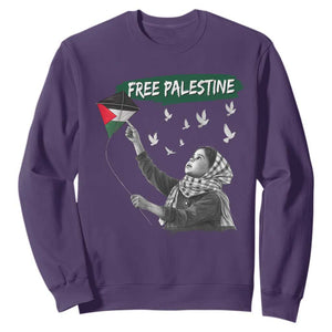 Free Palestine Sweatshirt Gaza Palestinian Flag TS10 Purple Print Your Wear