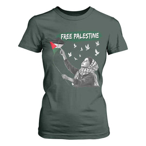 Free Palestine T Shirt For Women Gaza Palestinian Flag TS10 Dark Forest Green Print Your Wear