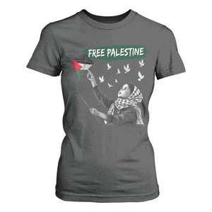 Free Palestine T Shirt For Women Gaza Palestinian Flag TS10 Dark Heather Print Your Wear