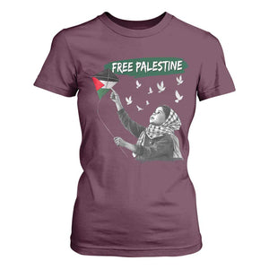 Free Palestine T Shirt For Women Gaza Palestinian Flag TS10 Maroon Print Your Wear